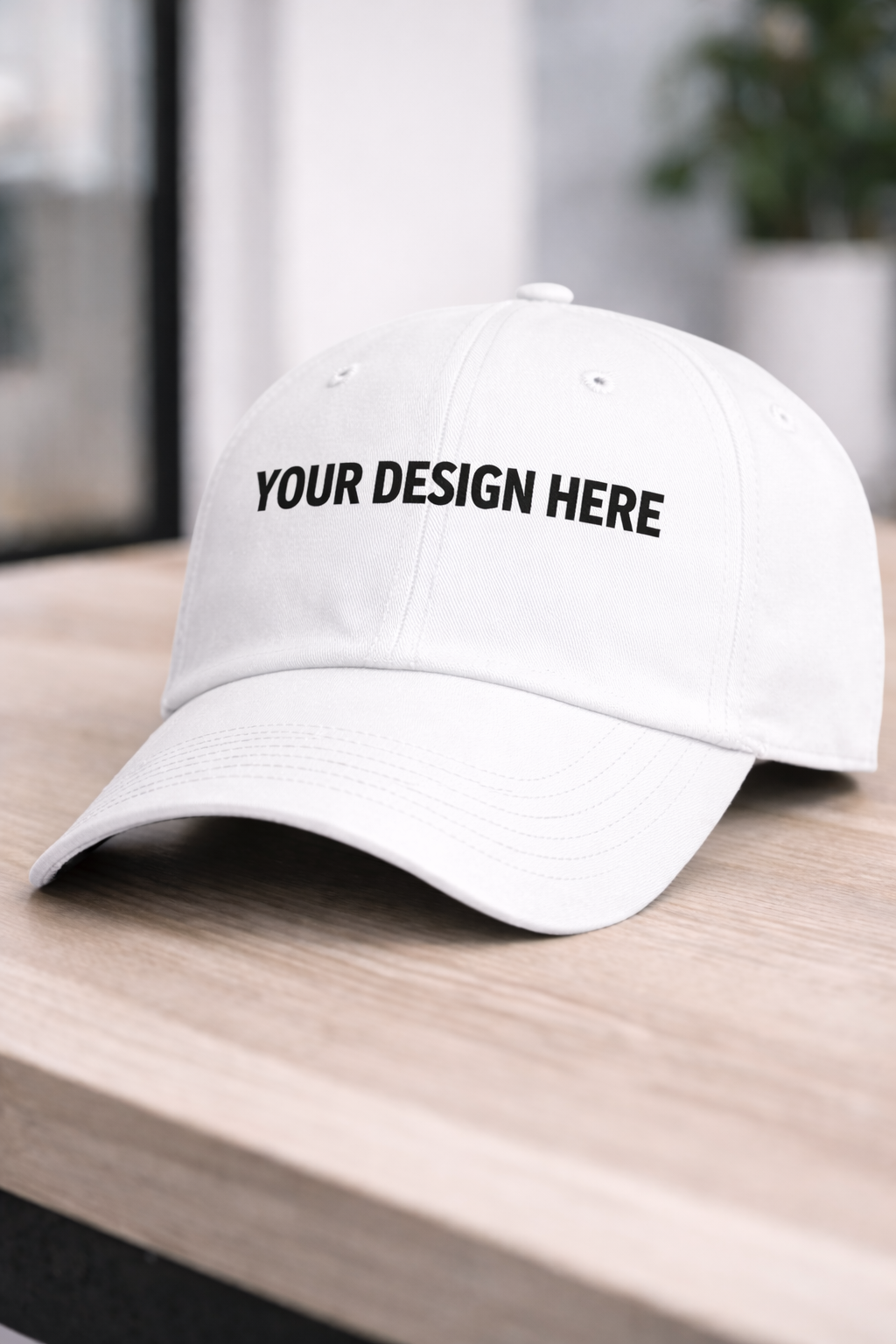 black ball cap with "your logo here" in the center